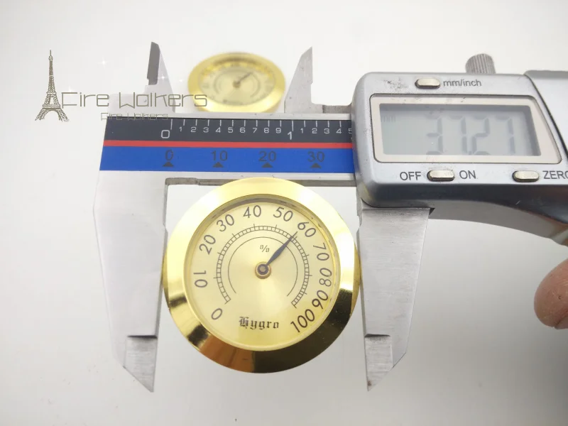 37mm Small Round Analog Hygrometer Humidity Gauge Humidor Golden Cigar