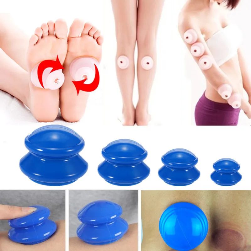 4Pcs Body Absorber Anti Cellulite Chinese Vacuum Cupping Cup Silicone Family Facial Body Massage