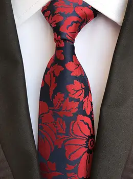 

SKng Brand New 8cm Men Tie Floral Necktie For Men Wedding Red Navy Blue Green Tie For Business Jacquard Woven Silk Neck tie