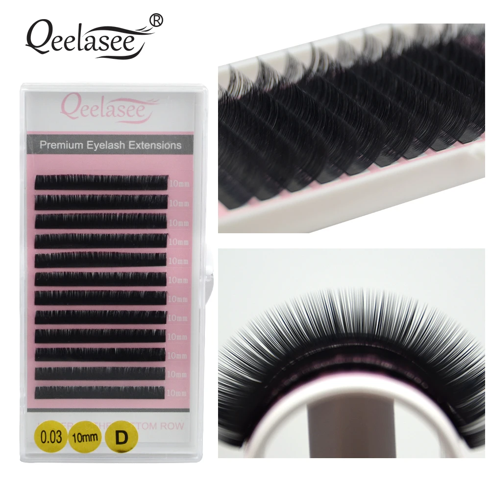 

Qeelasee 1 case BCD all size faux mink individual eyelashes makeup lashes faux cils 8-18mm available Korea material