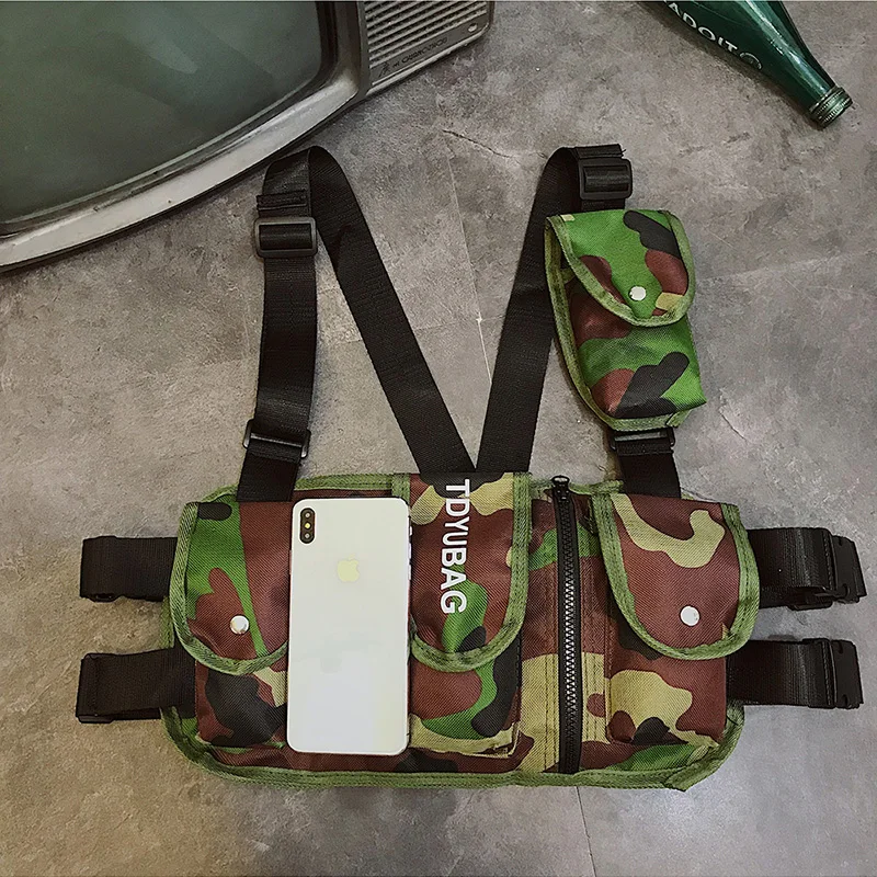 Поясная сумка для мужчин Грудь Rig сумка для женщин хип хоп плечо Crossbody тактический жилет черный уличная сумки Канье Уэст Мода г