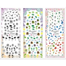 3 пачки/лот мозаичные цветочные кружева рыбья Пальма птица наклейки для ногтей переводные наклейки для ногтей HOT172-174