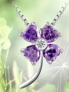 

free shipping S925 silver with crystal four leafs pendant necklace for women beautiful necklace big sale
