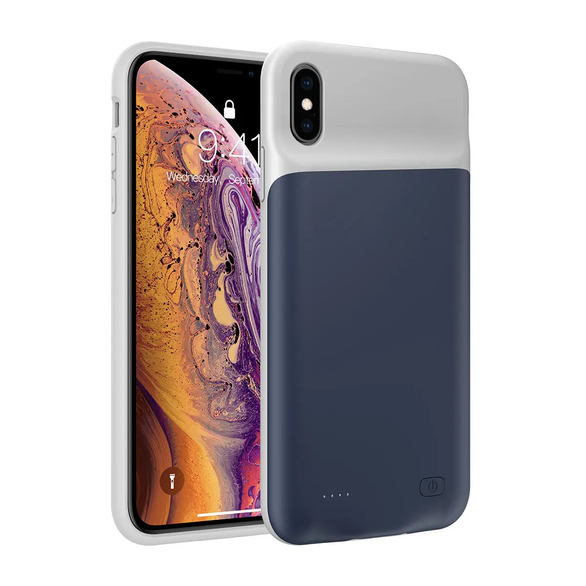 Для iPhone X Xs батарея зарядное устройство чехол с аудио 4000 мАч внешнего резервного запасные аккумуляторы для телефонов Duty защита зарядки - Цвет: Синий