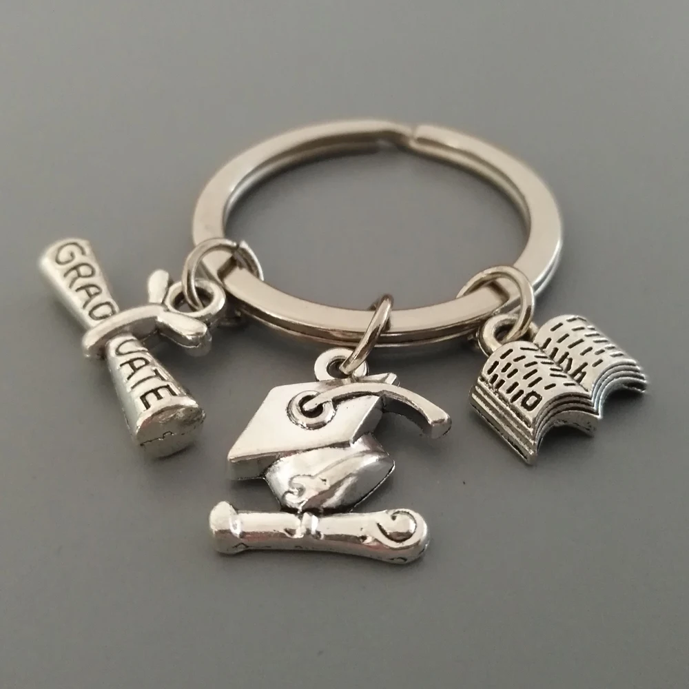 

Senior year Keyring Book Keychian Trencher cap Keyfob Diploma in cap graduation certificate Keyring