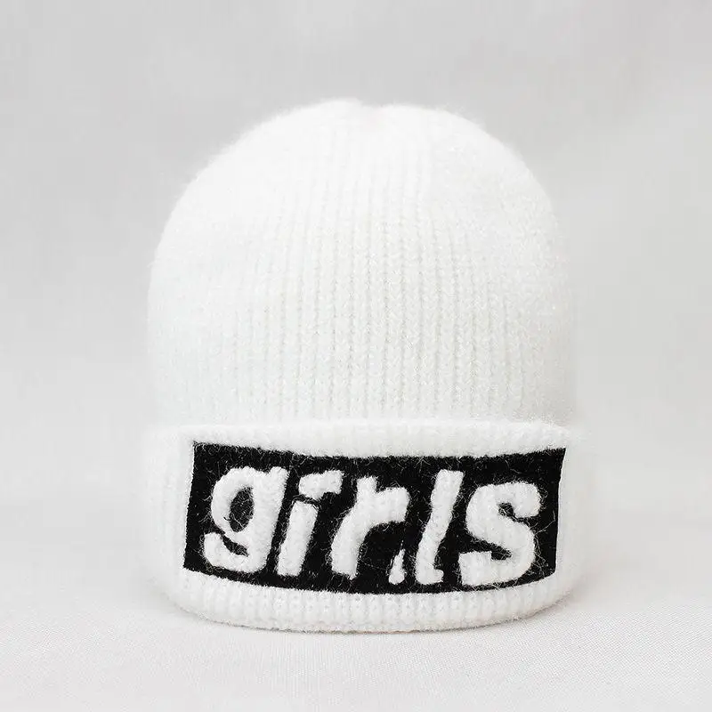 Хлопок обувь для девочек письмо вышивка утолщаются зимние трикотажные изделия Теплая Шапка Лыжная шапочка девочек и женщин 16
