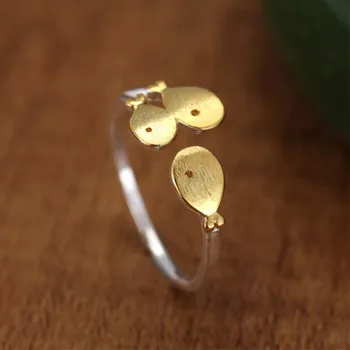 

New Arrival Cute Animal Golden Fish 925 Sterling Silver Jewelry Korean Style Fashion Three Fish Opening Rings SR209