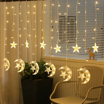 

Christmas Decorations for Home Navidad 2019 New Year Star Moon Snowflake Led Curtain Lights String Natal Christmas Garland. Q