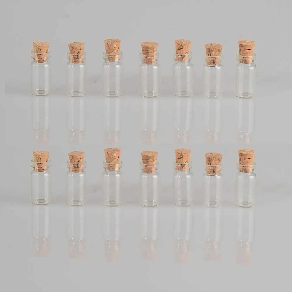 1ml Mini Clear Glass Bottles With Cork Empty Glass Vials Jars Small Wishing Bottle3