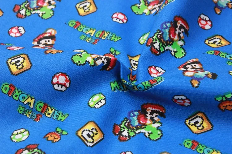 

100*110cm Super mario Cotton Fabric for Baby Patchwork Quilts Cushions Pillows Cover Handicraft Sewing Boy shirt