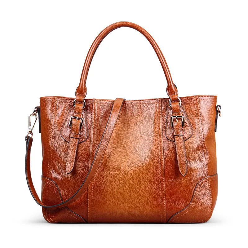 

Nesitu High-end A4 New Fashion Brown Genuine Leather OL Office Women Handbag Briefcase Shoulder Messenger Bag Female Tote M9290