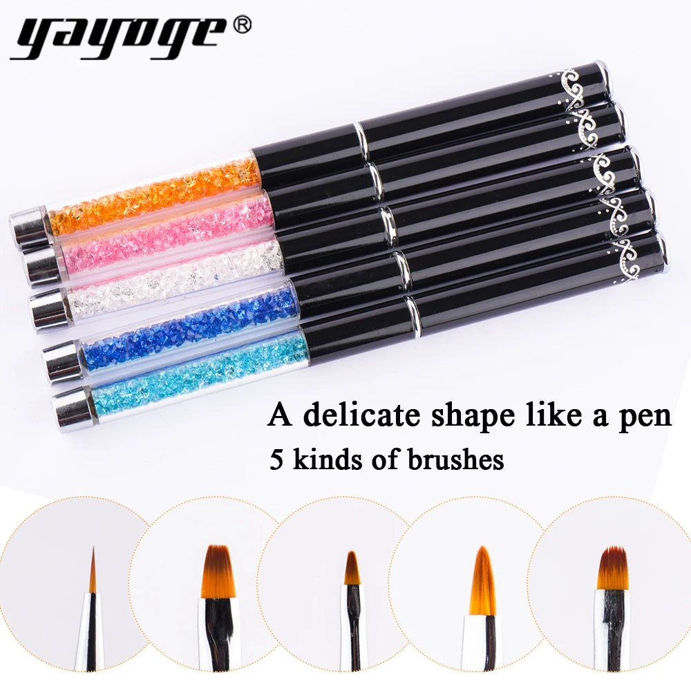 

Yayoge Nail Art Brush Pen Rhinestone Acrylic Handle Carving Nails Painting Poly Gel Brush Tips Liner Manicure Accessories DIY