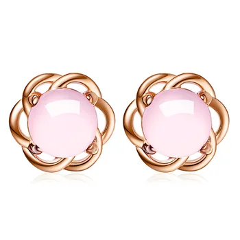 

100% 925 sterling silver natural opal fashion rose flower ladies`stud earrings women jewelry female gift girl drop shipping