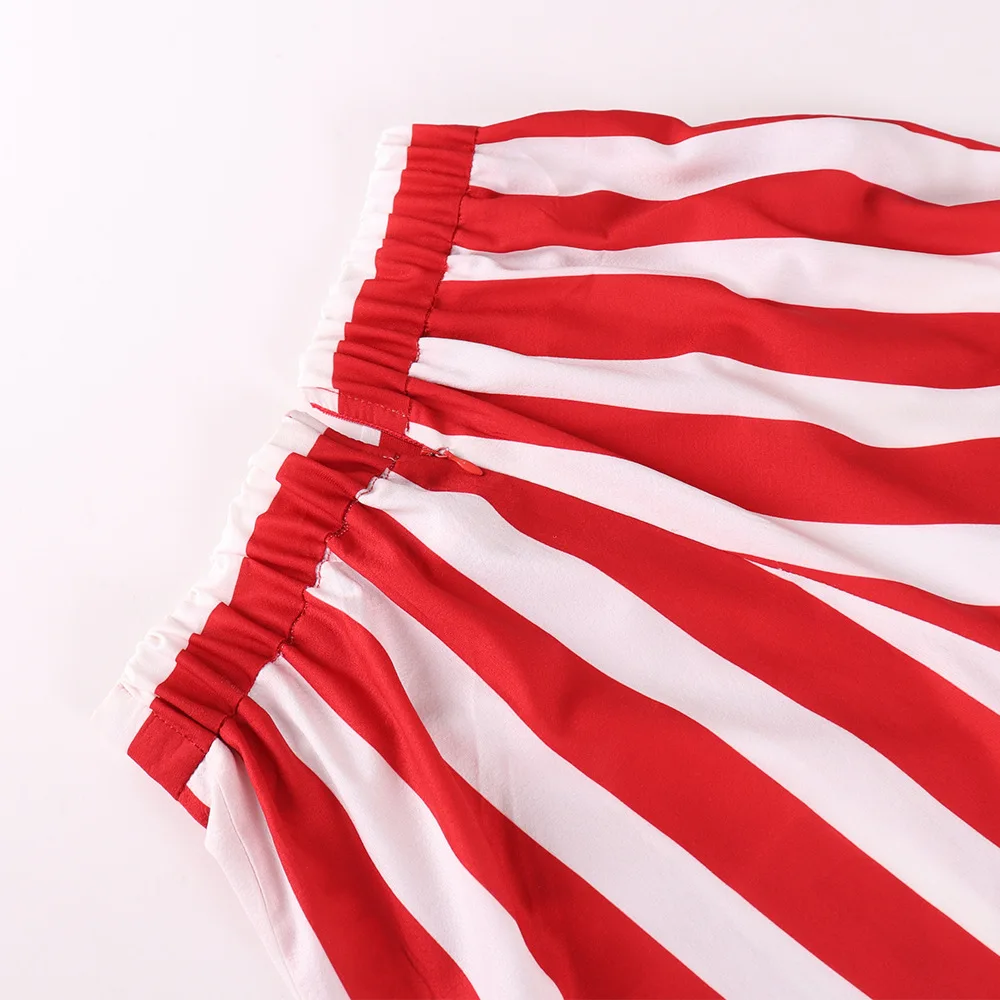 ZADORIN летние широкие брюки женские Красные Полосатые эластичные шифоновые