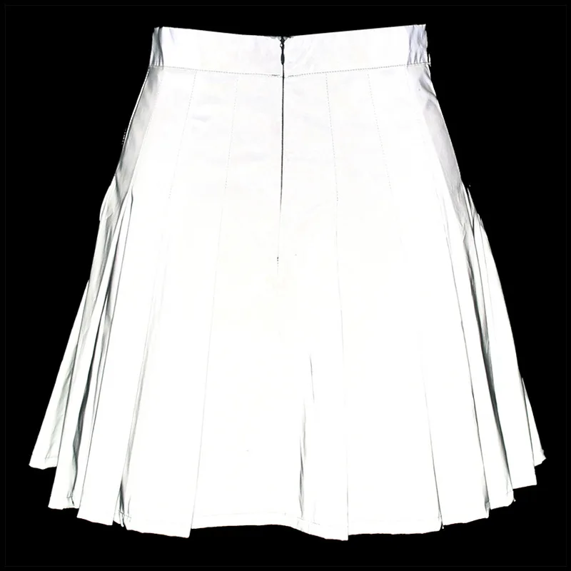 ZHYMIHRET модная Светоотражающая плиссированная юбка с высокой талией для женщин Faldas Mujer Moda уличная Мини-Юбка Для Женщин