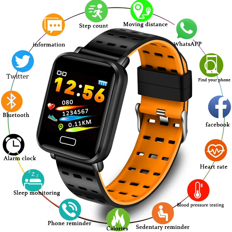 

Sport Smart Bracelet Heart Rate Blood Pressure Monitoring Smart Wristband Pedometer Fitness Tracker Smart watch men women+Box