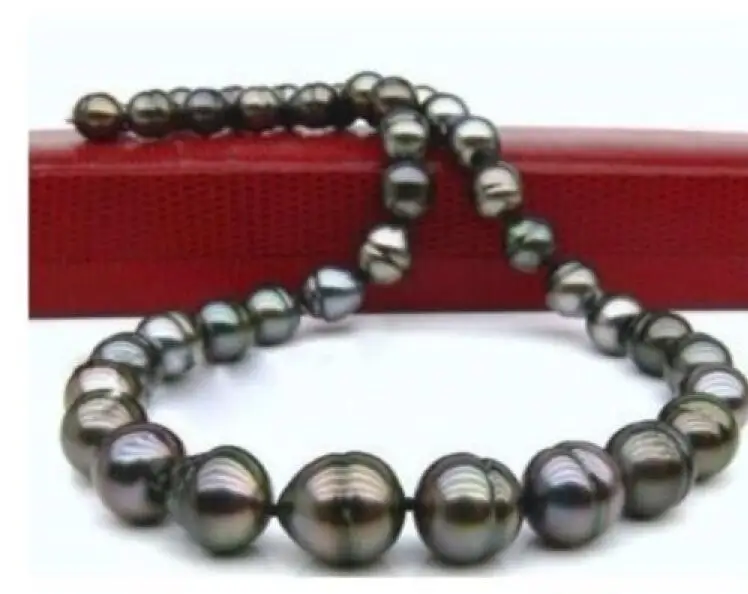 

PERFECT 18"12-13MM AAA TAHITIAN BLACK PEARL NECKLACE 925silver DA103