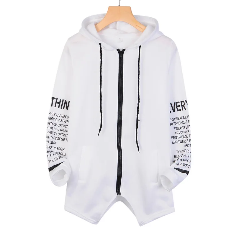 

Women's Fashion Winter Autumn Letter Print Hooded Sweatshirt 2019 New Zipper Losse Slim Fit Large Size Coat