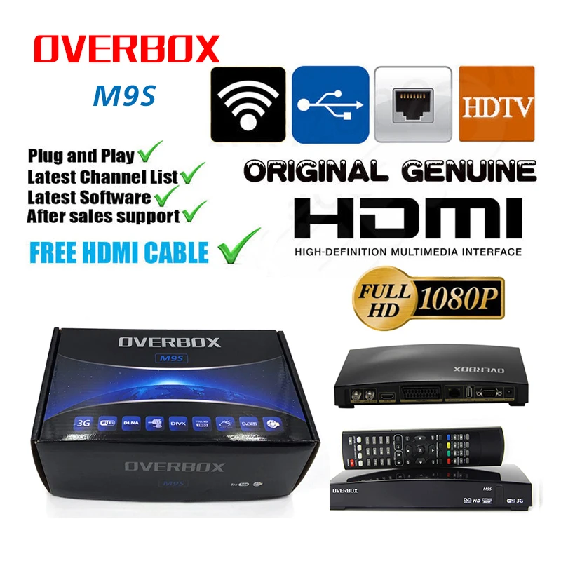 OVERBOX M9S DVB S2 HD Satellite font b Receiver b font Wifi Build in Support IPTV