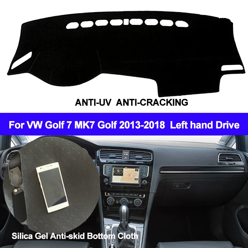 TAIJS Car Dashboard Cover Silicone Non-Slip Dash Mat Carpet ANti-UV For Volkswagen VW Golf 7 MK7 2013- 2015 2016 2017 2018 | Автомобили и