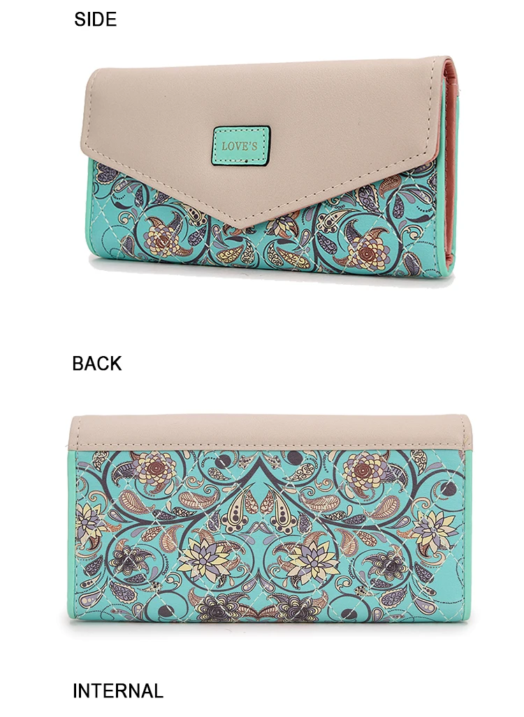 Модный кошелек для женщин с цветочным узором, стильный кошелек в богемном стиле, женский складной кошелек, женский кошелек, карман для телефона, держатели для карт, сумки