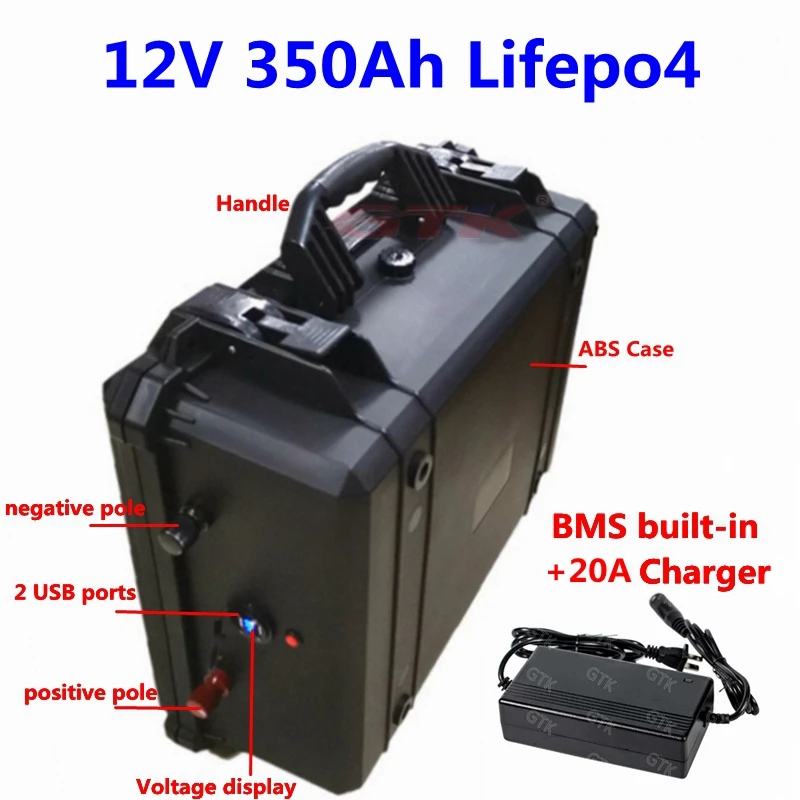 12 V 350Ah LiFepo4 батарейный блок с BMS для UPS RV караванов моторных морских кемперов блок питания для работы вне помещений хранение энергии+ зарядное устройство