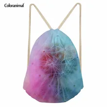 Coloranimal Одуванчик печати Sack Строка Рюкзак молодежный девушка маленький Mochila Drawstring сумка женская торгового плеча Back Pack