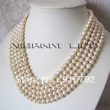 P& P* 100 дюймов 7-8 мм белый пресноводный жемчуг Strand Ожерелье, жемчужное длинное ожерелье