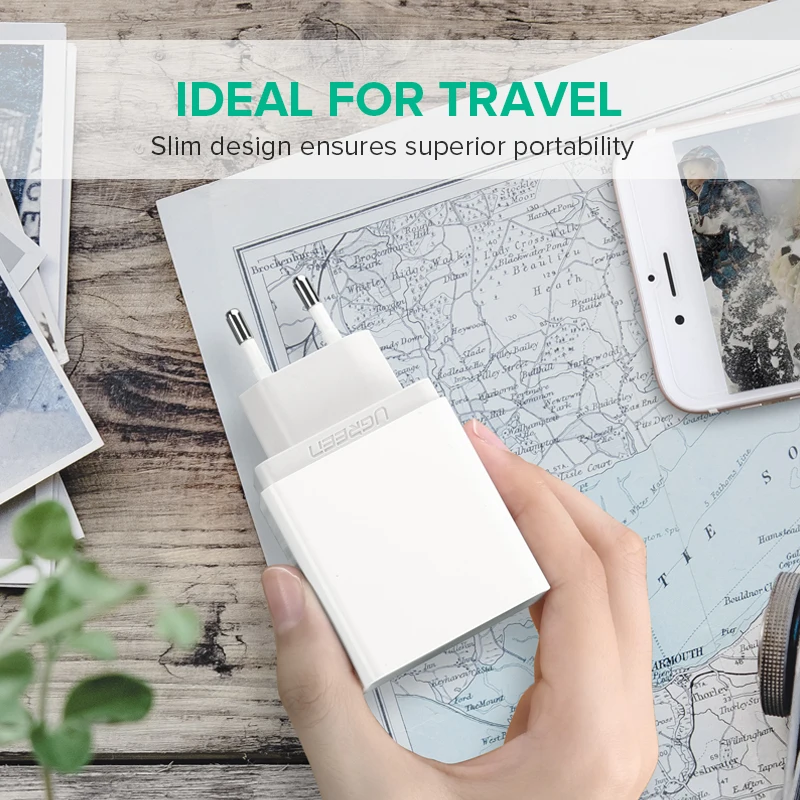 Ugreen 18W USB Charger Quick Charge 3.0 Mobile Phone Charger for iPhone Fast QC 3.0 PD Charger for Huawei Samsung Galaxy S9+