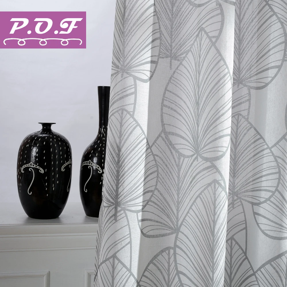 Cortinas de hojas impresas de nueva temporada para tratamiento de ventana de sala de estar