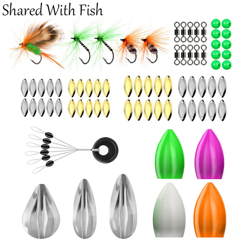 

1Set 73pcs Fly Fishing Long Cast Assistor Fly Hook Artificial Lures Thrower Swivel Spoons Space Beans Lure Accessories