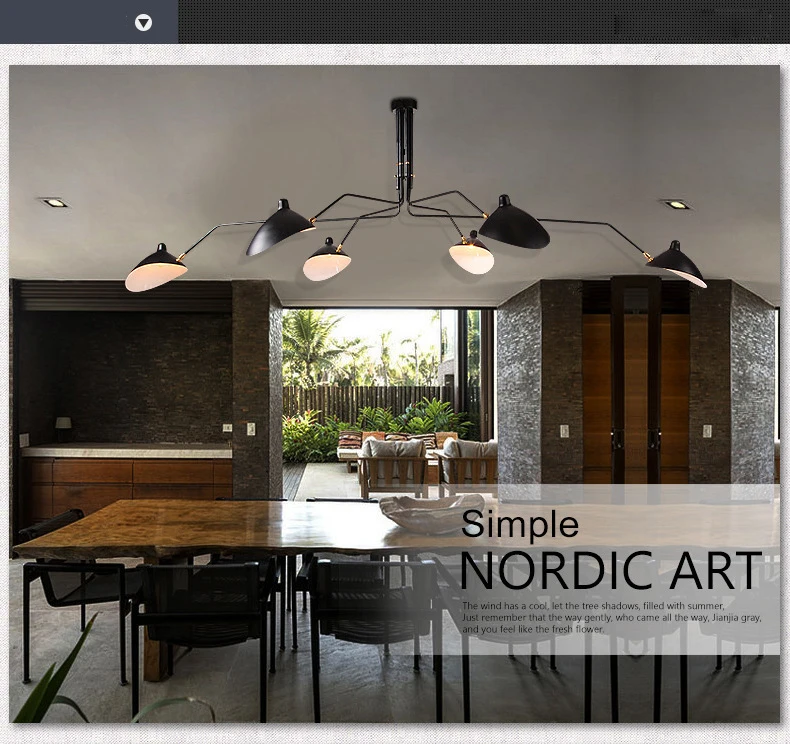 Sala de Estar Retro Serge Mouille Luzes Pingente Nordic Industrial Simples Led Aranha Lâmpada Ajustável Quarto Luminária 7 Luzes de pendentes