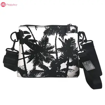 

Ladies Casual Wristlets Clutch Crossbody Bag Girls Mini handbag Women Retro Simple Leaves Print PU Zipper Messenger Shoulder Bag
