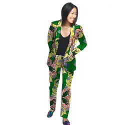 Дашики Одежда Для Женщин Шаль Воротник пиджаки для с мотобрюки Анкара печати брючные костюмы индивидуальный заказ Африканский Сва