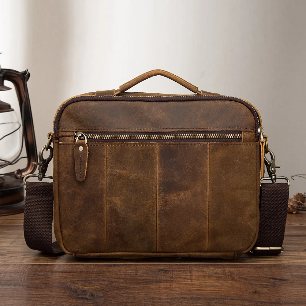Original Leather Male Fashion Casual Design Satchel Crossbody Shoulder Messenger bag Tote 9" Tablet Mochila Pouch For Men 036-d mens messenger bag
