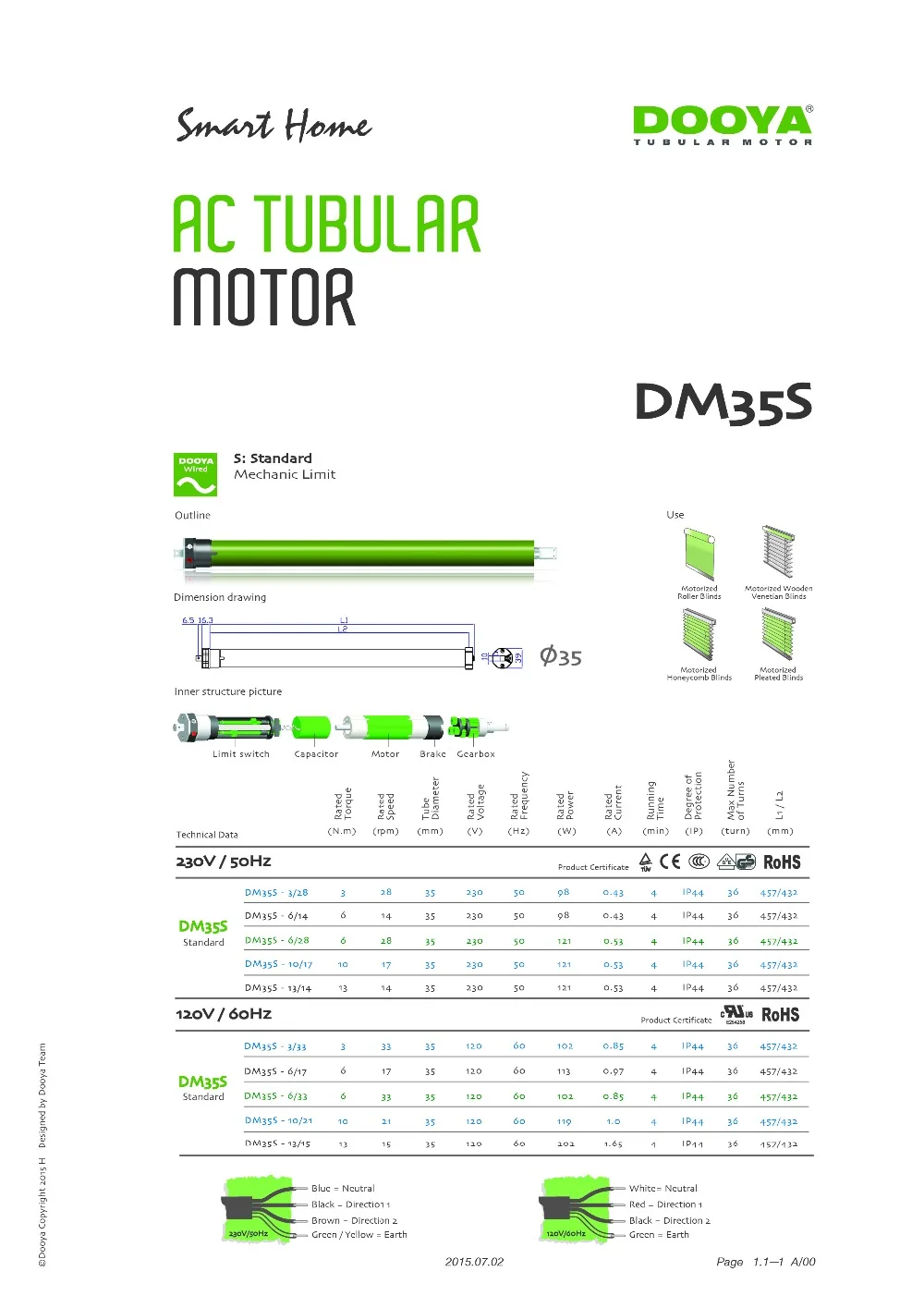 

Dooya tubular motor DM35S DM35SL low noise version DM35B with one channel/15 channel, 50mm tube for roller blind