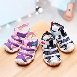 Новые 2019 летние мальчики сандалии для девочек сетчатые детские спортивные сандалии мода крюк и петля Нескользящие Дети обуви для От 1 до 6