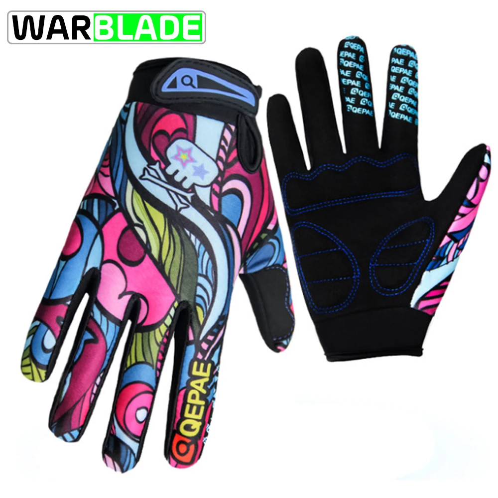 WarBLade Adjustable Durable Screen Cycling Gloves Men Women Sports Full Finger Anti Slip Bike Shockproof Colorful | Спорт и