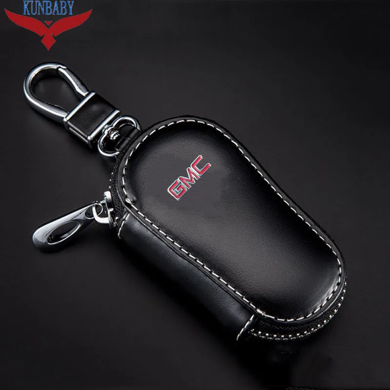 

KUNBABY Black Leather Car Keys Bag Keys Chains Case Holder Key Wallet Bag For GMC Logo Car Accessories Free Shipping ON.22