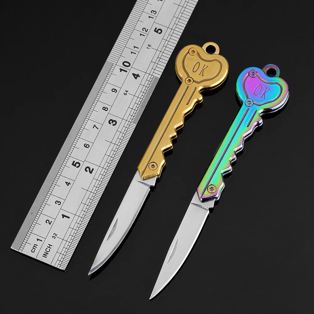 

Wholesale 2PCS Retail OK key tool knife gift knife outdoor portable mini Fold Pocket Chain Knife multitool survival Fillet Knife