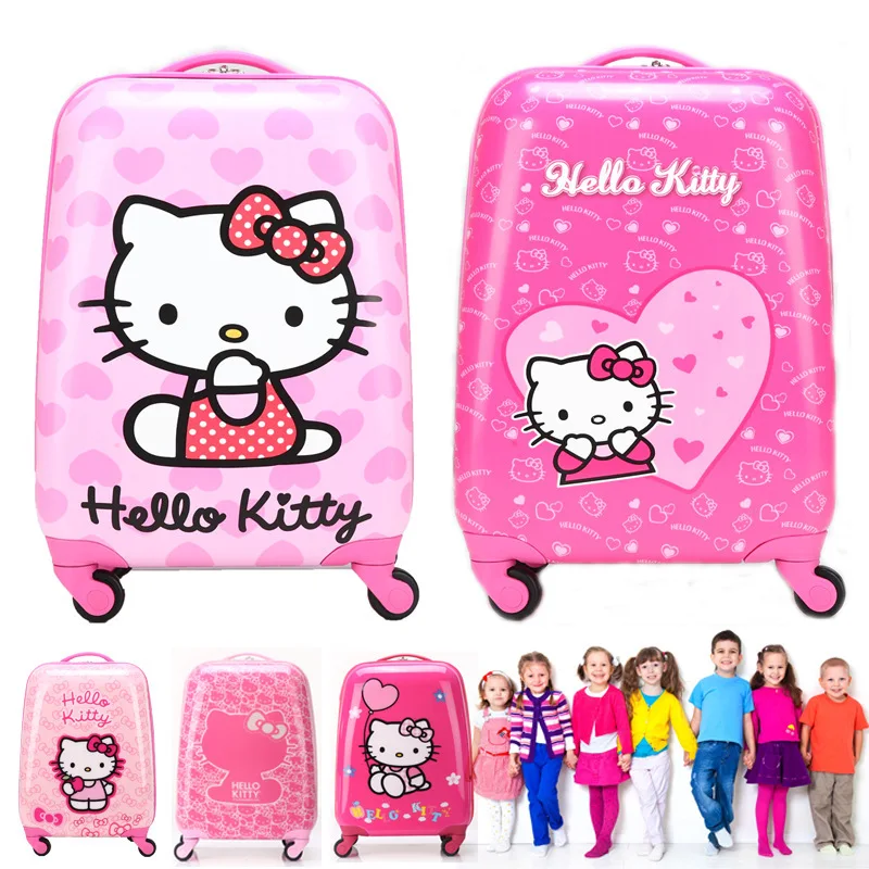 18 дюймов Детский рюкзак на колесах для путешествий чемодан колесиках hello kitty