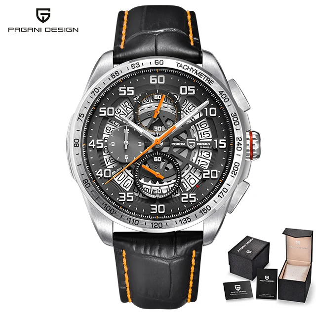 PAGANI дизайнерские Роскошные брендовые Стальные кварцевые часы с скелетом мужские водонепроницаемые повседневные модные спортивные часы с хронографом Relogios Masculino - Цвет: L-silver black