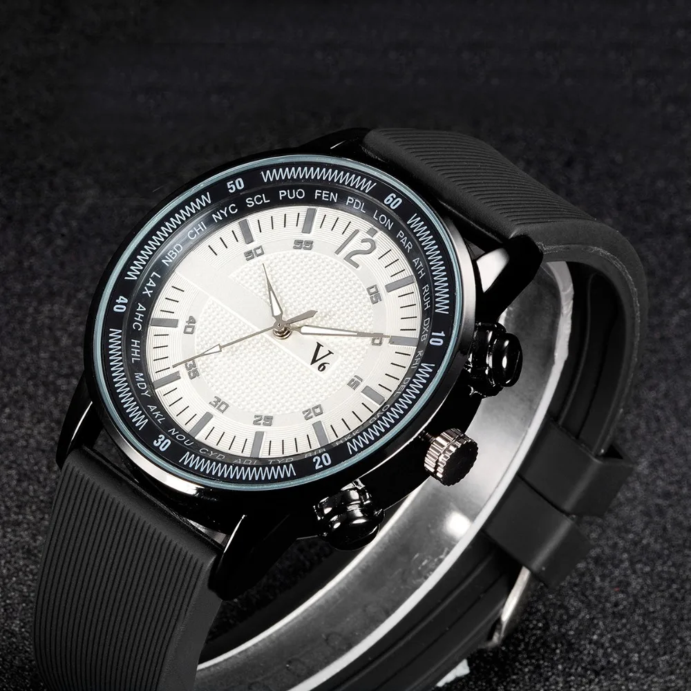 

V6 NEW Sports Men's Wrist Watch Silicone Strap Fashion Business Man Watches Top Brand Luxury Male Clock relogio masculino saati