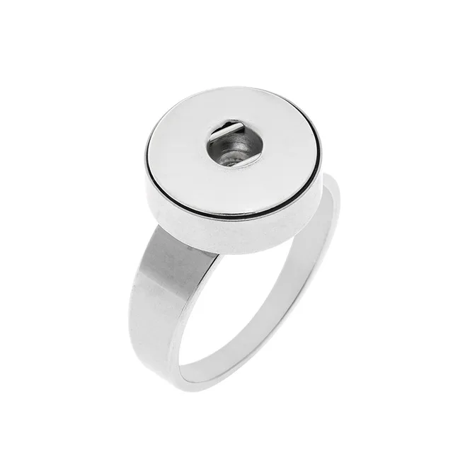 

10pcs silver stainlesss steel snap button ring size 7-10 rings for 12mm button snap charm jewelry