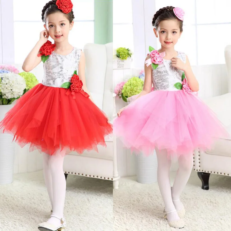 8 видов цветов Обувь для девочек Блестками одежда для бальных танцев платье детский праздничный костюм Костюмы для бальных танцев этап