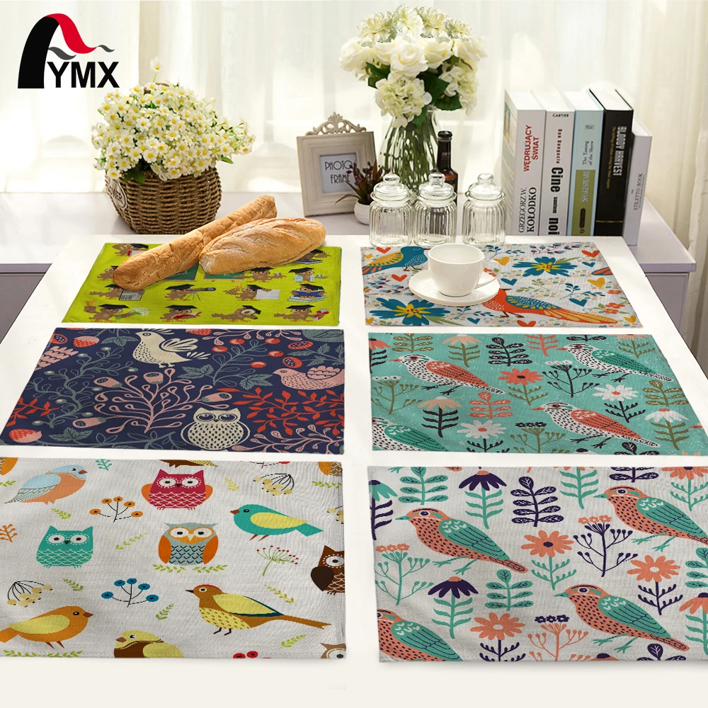 لطيف الطيور الكرتون البومة نمط الديكور الأزياء وتحديد الموقع الجدول حصيرة المطبخ الطعام الاكسسوارات الجدول منديل لحفل زفاف
