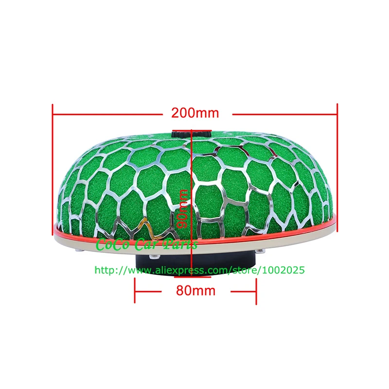 60 мм/80 мм/100 мм Высокая производительность гоночный воздушный фильтр зеленый гриб спортивный автомобиль холодный воздухозаборник