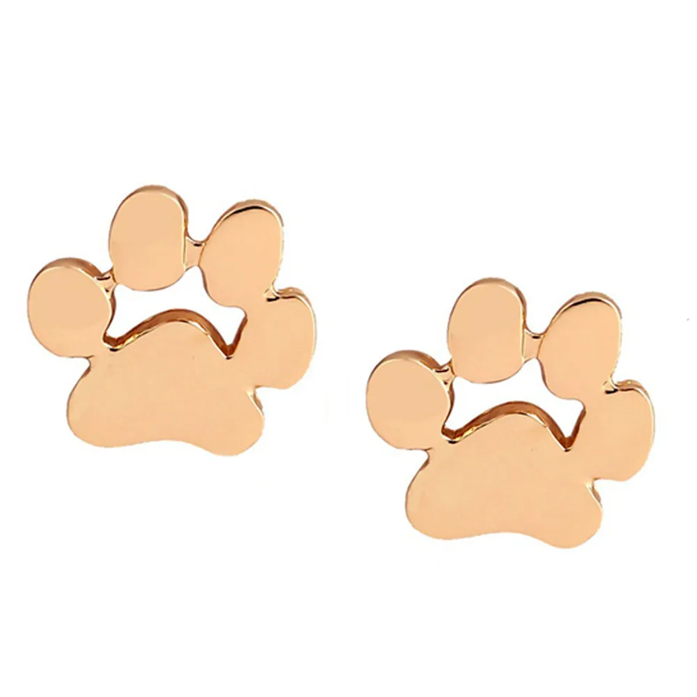 

1pair Women Cute Animal Feet Bear's Paw Shape Alloy Ear Stud Earrings Jewelry Girl Wedding Pretty