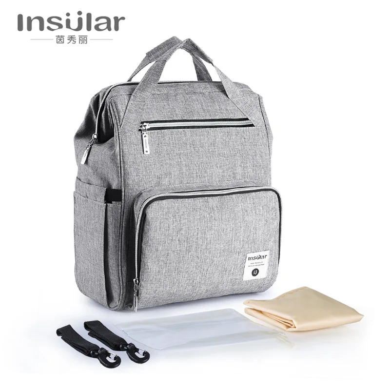 

4 Pcs set Diaper Backpack For Baby Large Capacity Waterproof Maternal Changing Bag B B Multifunction 3-In-1 Strollers Hanging