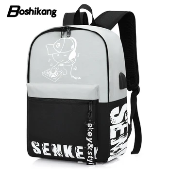 

Boshikang Luminous Men Backpack USB Charging Daily Daypack Male Oxford School Bags Travel Shoulder Bag Brand Designer Backpack